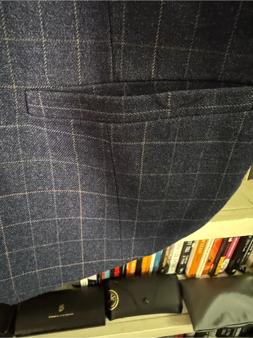 HISDERN XL Blue Windowpane Check Vest Men’s Formal 5 Button $20